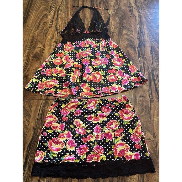Vtg Y2K Victoria's Secret Playful Floral Polka Dot Cami Skirt Set Sz Large NWT - Picture 1 of 16
